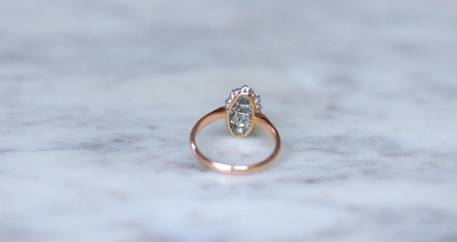 Marquise Diamond Ring in Rose Gold and Platinum - Galerie Pénélope