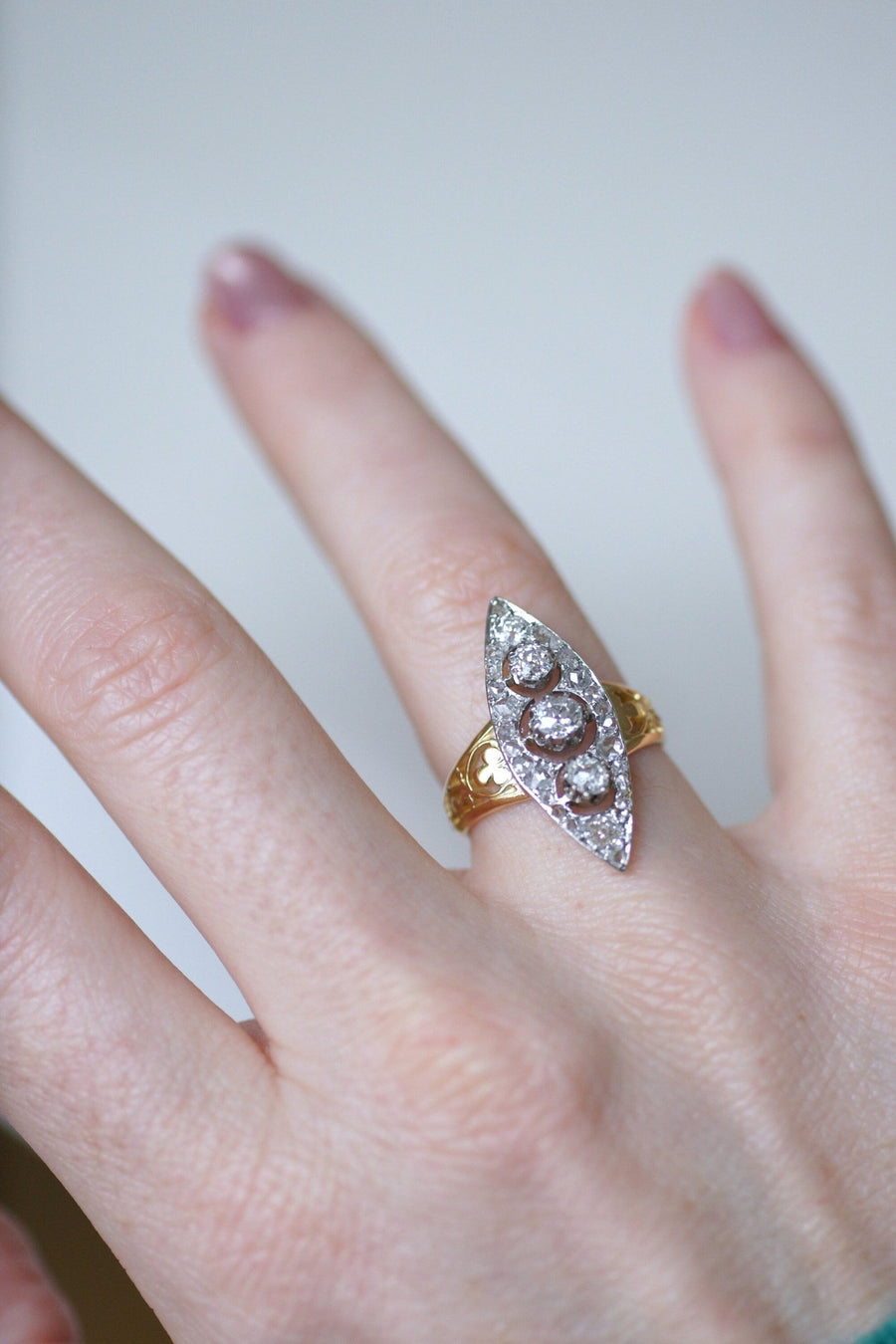Marquise clover diamond ring - Galerie Pénélope