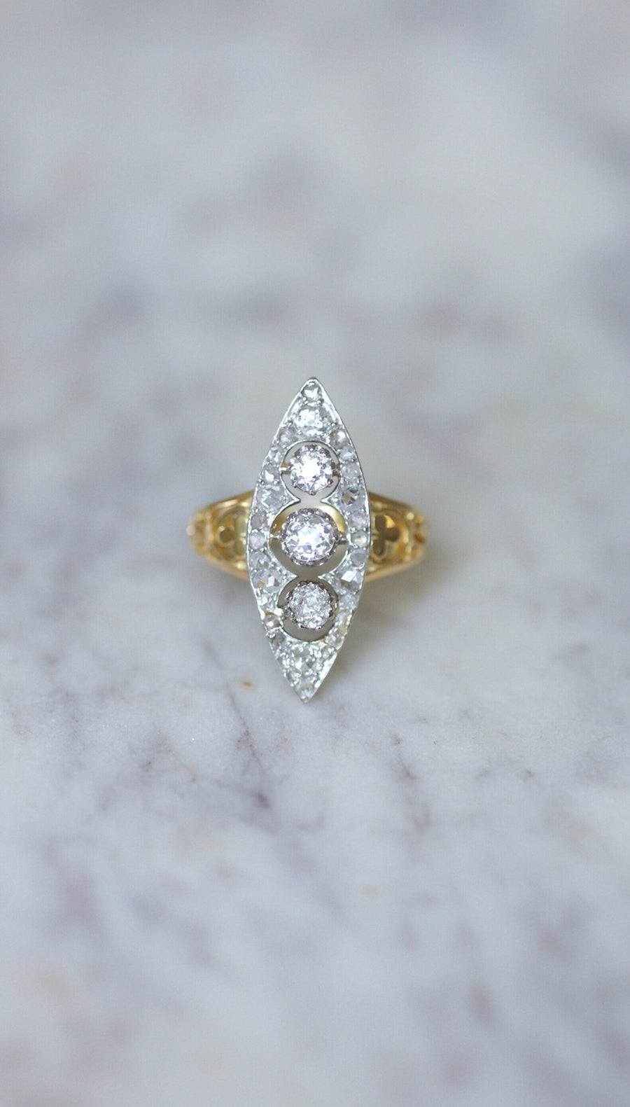Marquise clover diamond ring - Galerie Pénélope
