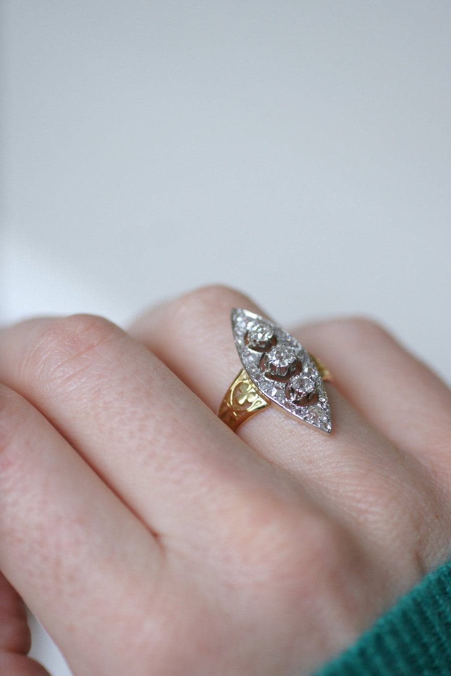 Marquise clover diamond ring - Galerie Pénélope
