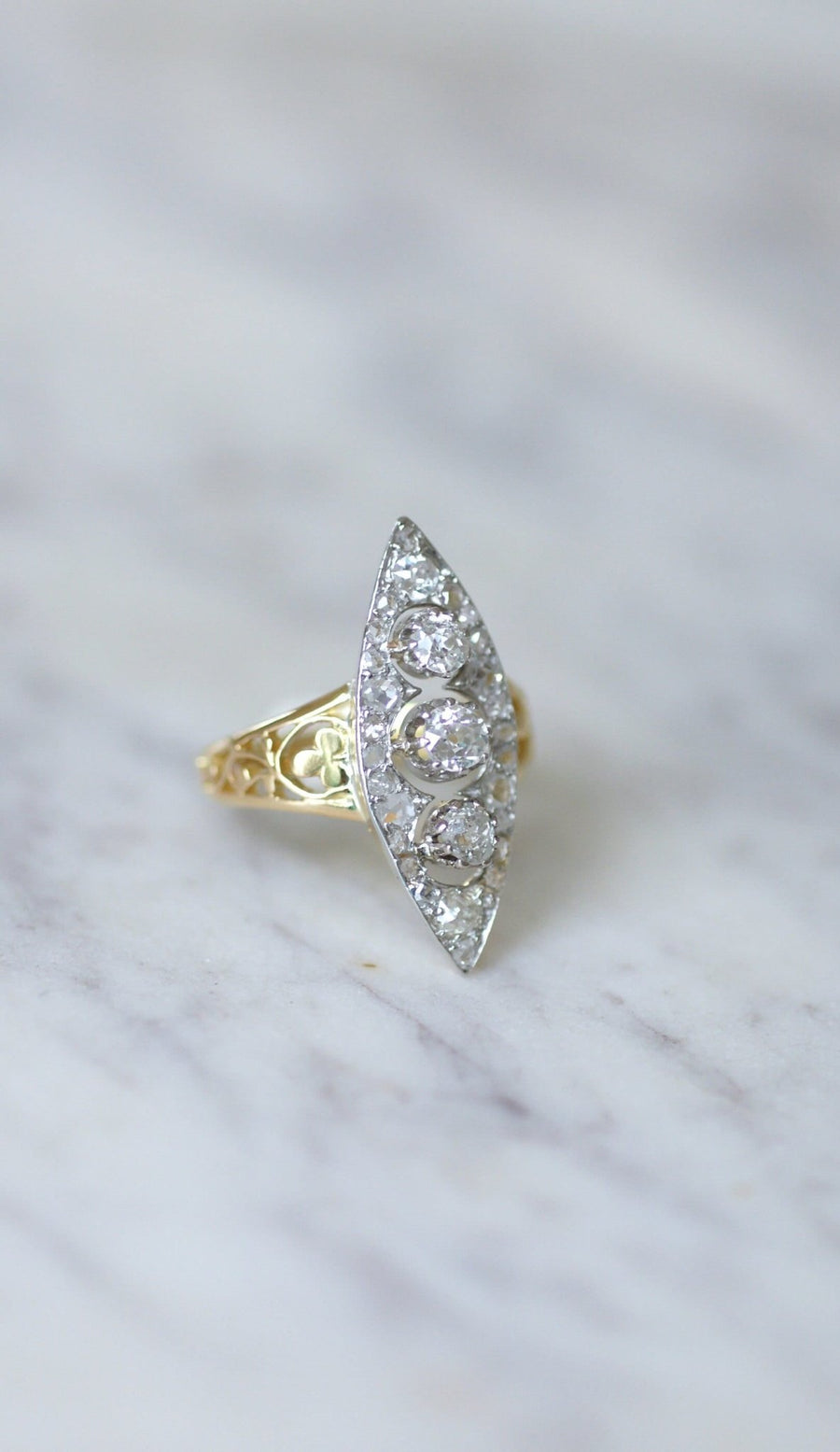 Marquise clover diamond ring - Galerie Pénélope