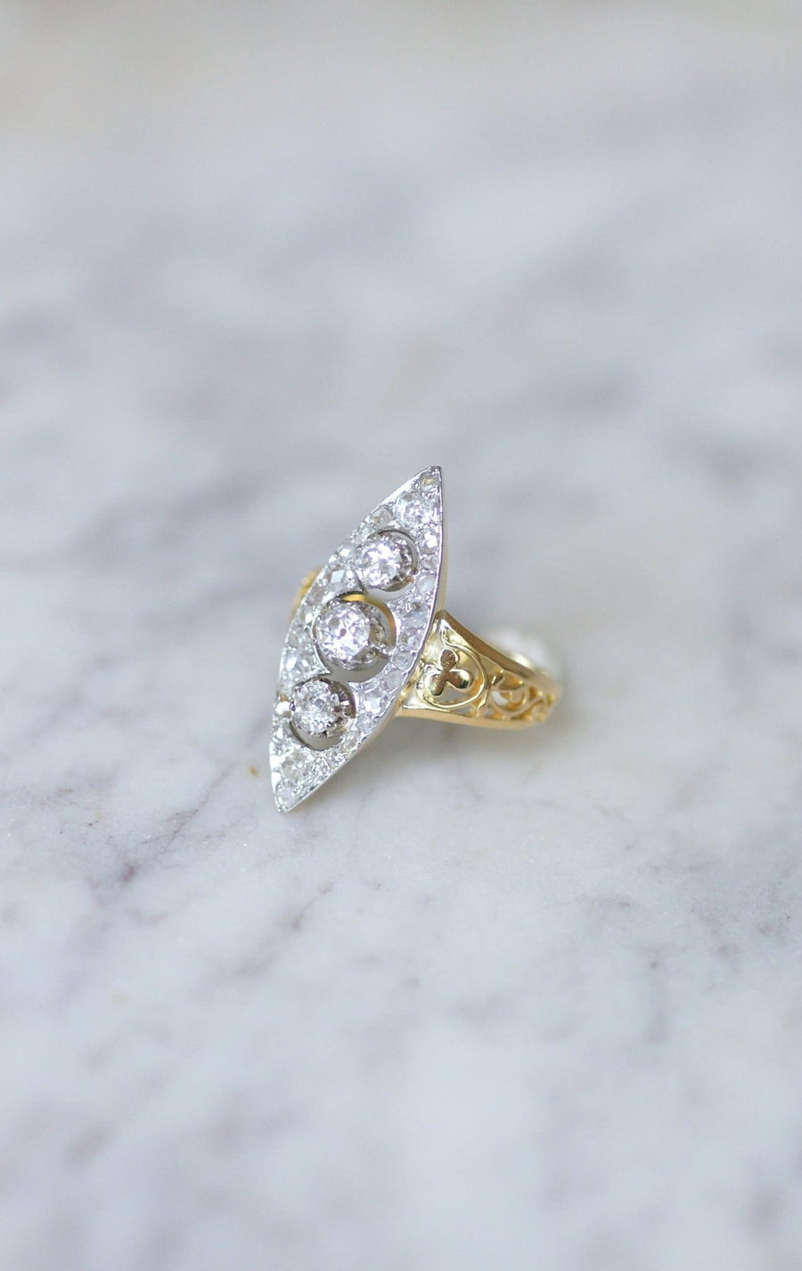 Marquise clover diamond ring - Galerie Pénélope