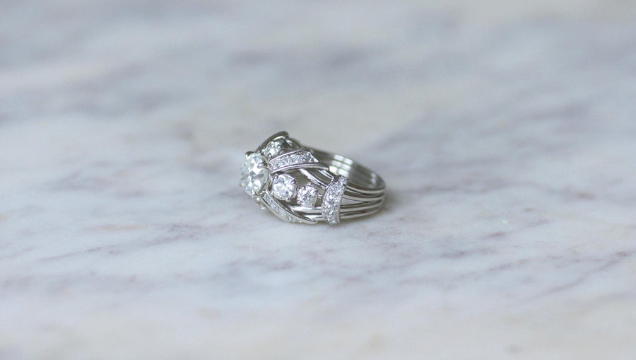 Mauboussin Cushion Diamond Ring 1.57 Cts in Platinum - Galerie Pénélope
