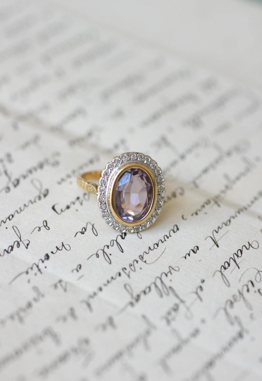 Art Deco Style Amethyst and Diamond Ring - Galerie Pénélope