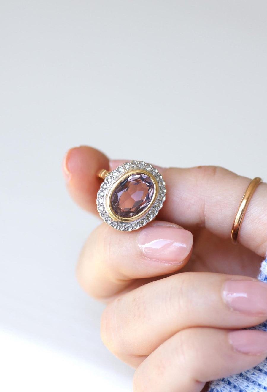 Art Deco Style Amethyst and Diamond Ring - Galerie Pénélope