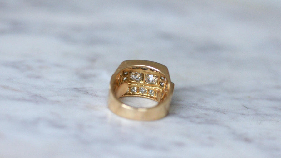 Ring Tank Diamonds 3,00 Cts Gold and Platinum - Galerie Pénélope