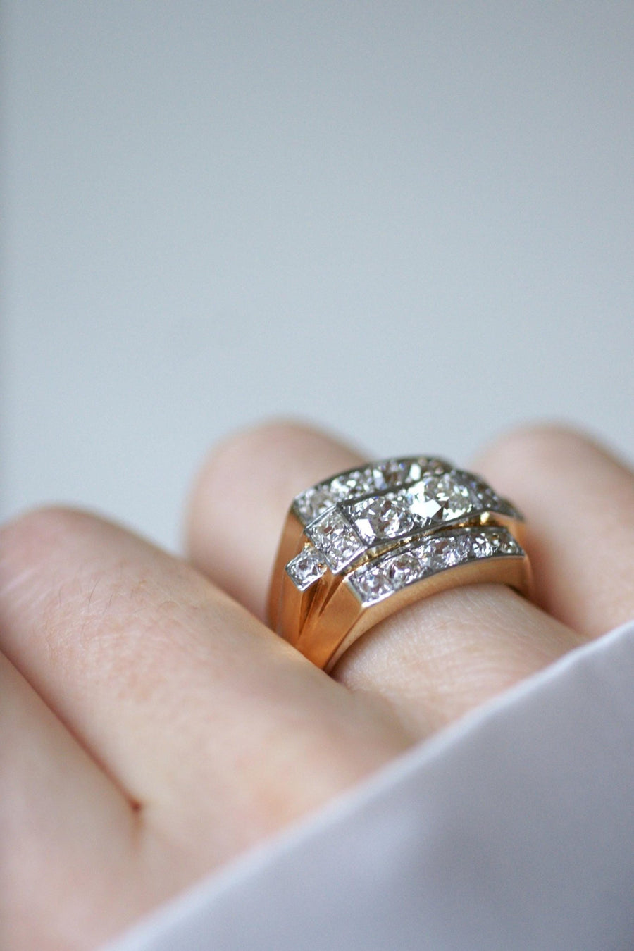 Ring Tank Diamonds 3,00 Cts Gold and Platinum - Galerie Pénélope