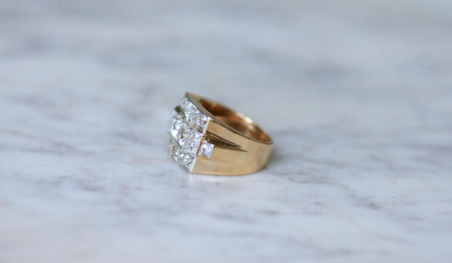Ring Tank Diamonds 3,00 Cts Gold and Platinum - Galerie Pénélope