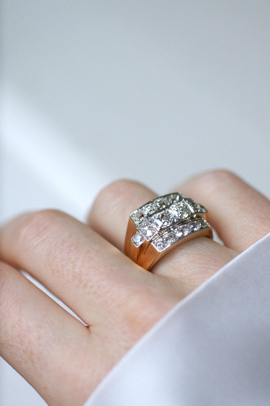 Ring Tank Diamonds 3,00 Cts Gold and Platinum - Galerie Pénélope