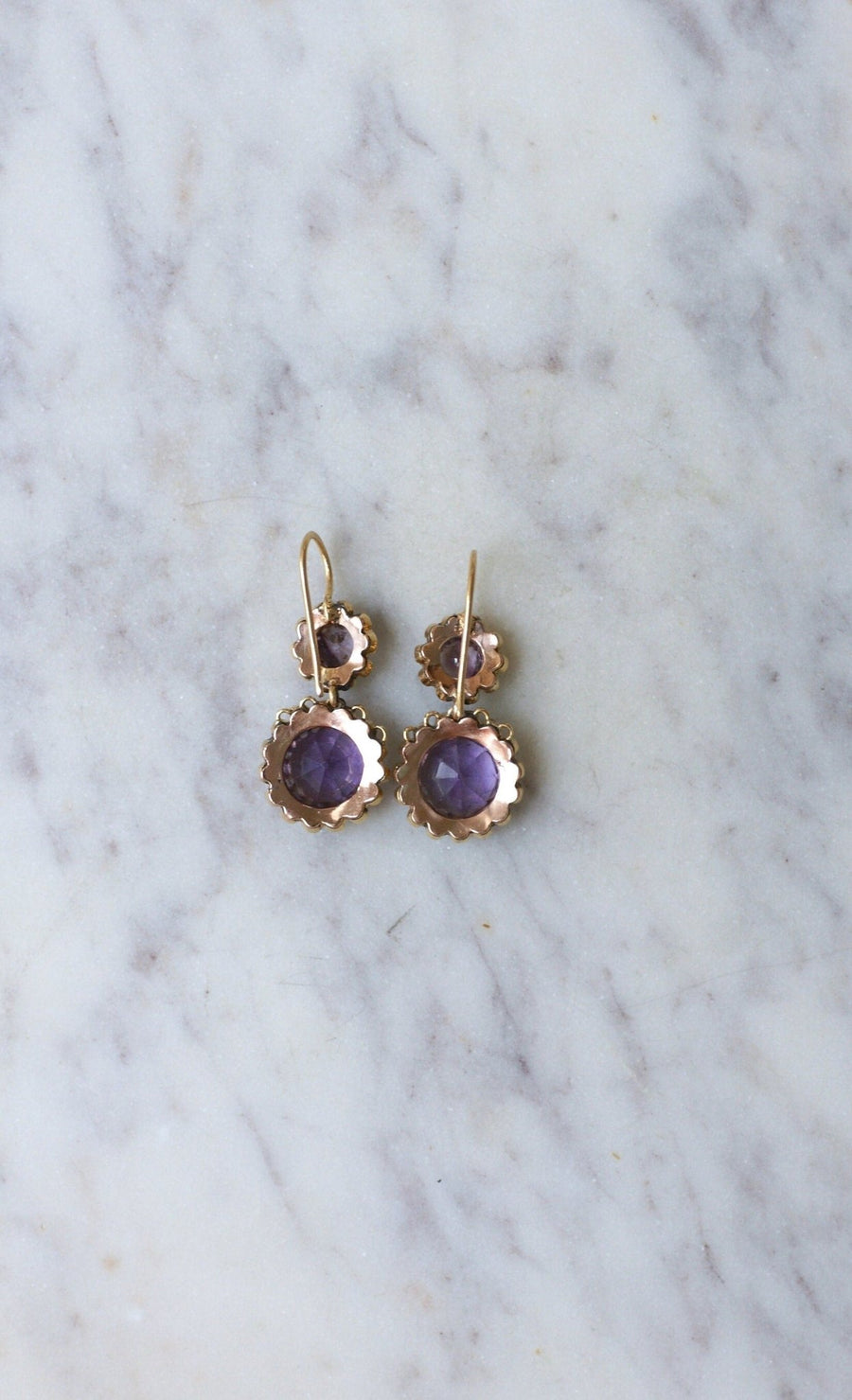 Amethyst and Rose Gold Pearl Earrings - Galerie Pénélope