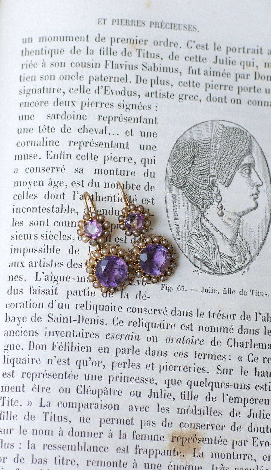 Amethyst and Rose Gold Pearl Earrings - Galerie Pénélope