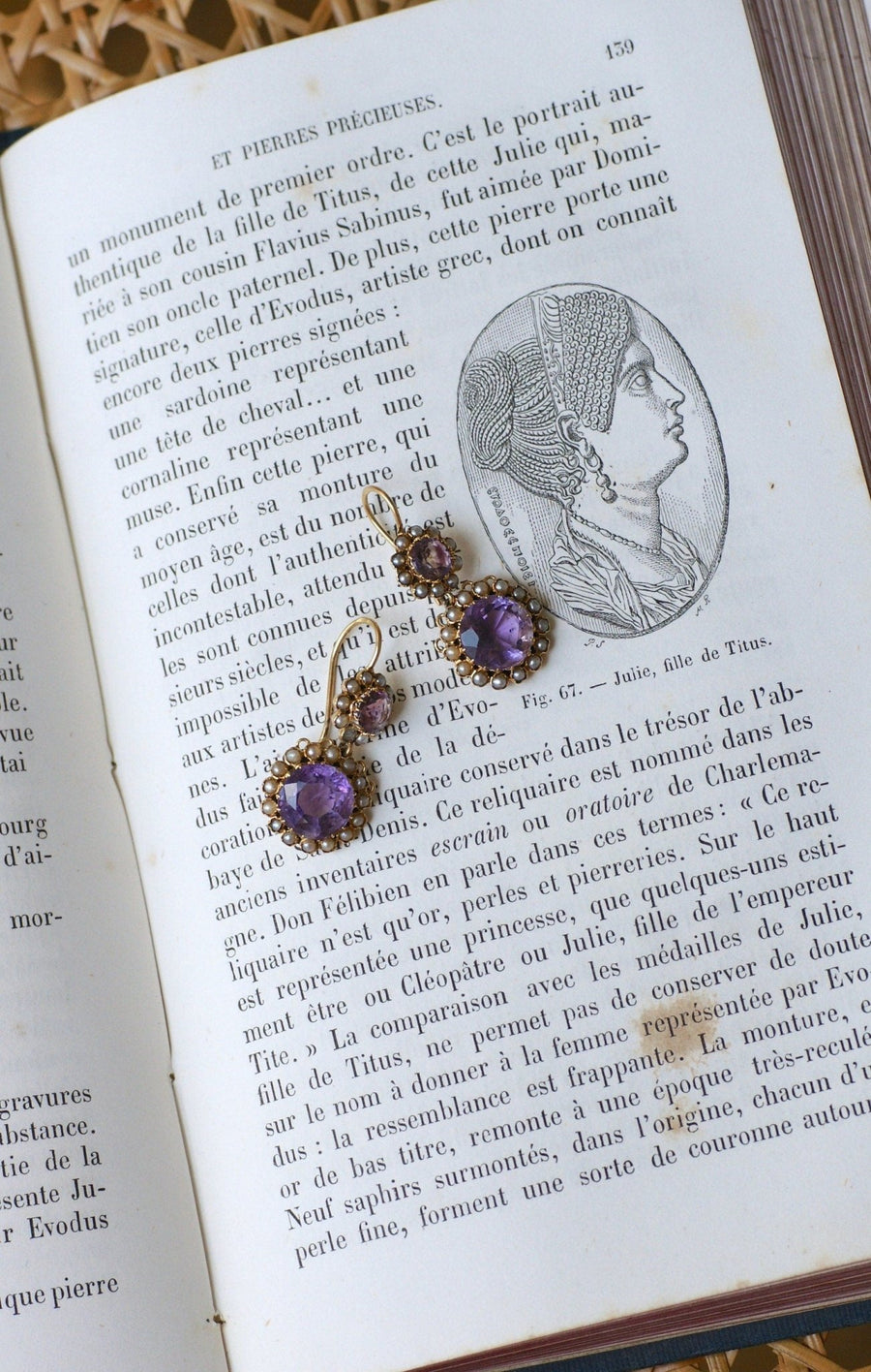 Amethyst and Rose Gold Pearl Earrings - Galerie Pénélope