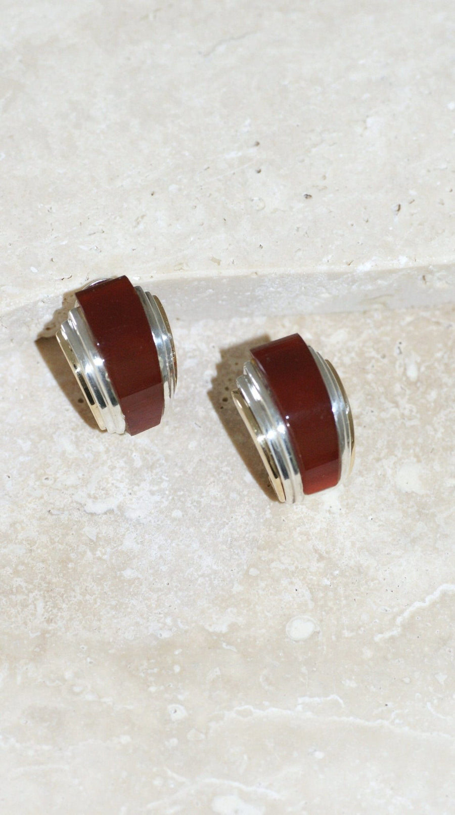 Earrings Clips Puiforcat by André Vassort Carnelian - Galerie Pénélope
