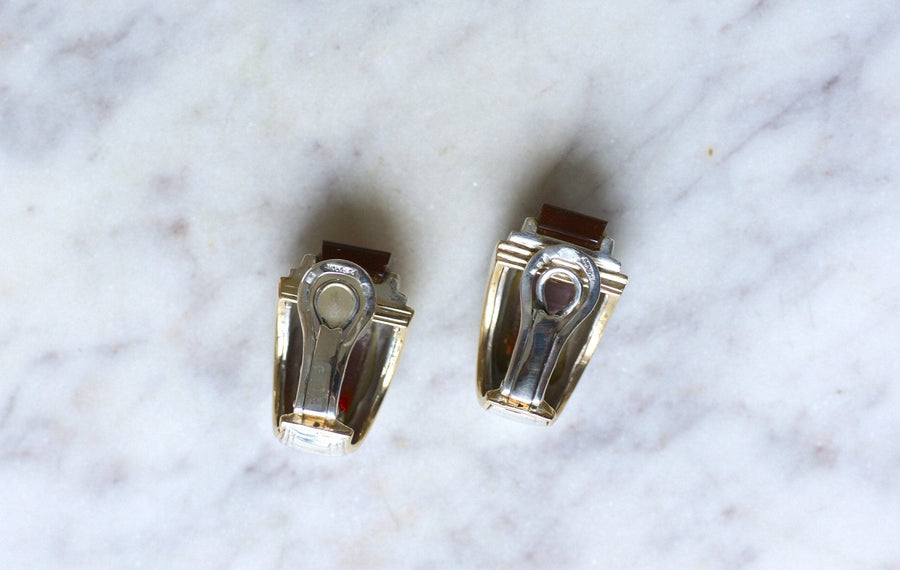 Earrings Clips Puiforcat by André Vassort Carnelian - Galerie Pénélope