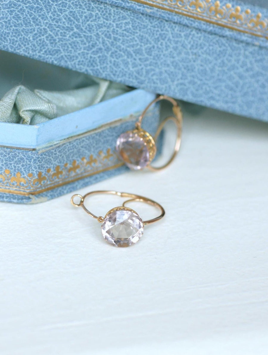 Round Amethyst Poissard Earrings on Rose Gold - Galerie Pénélope