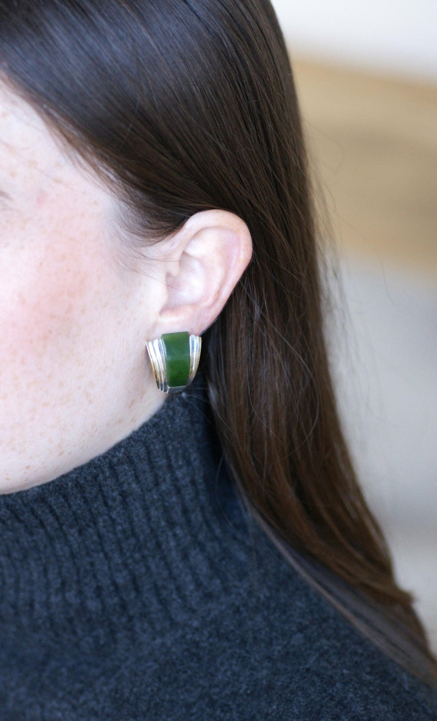 Puiforcat Earrings by André Vassort Jade on Gold and Silver - Galerie Pénélope