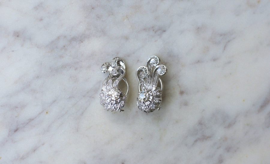 Retro Diamond Earrings 1.55 Cts - Galerie Pénélope