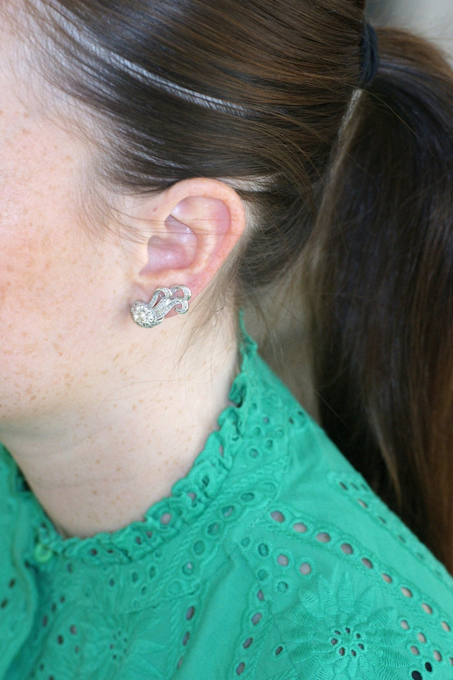 Retro Diamond Earrings 1.55 Cts - Galerie Pénélope
