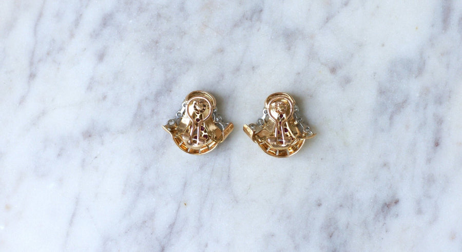 Retro Rose Gold, Ruby and Diamond Earrings - Galerie Pénélope