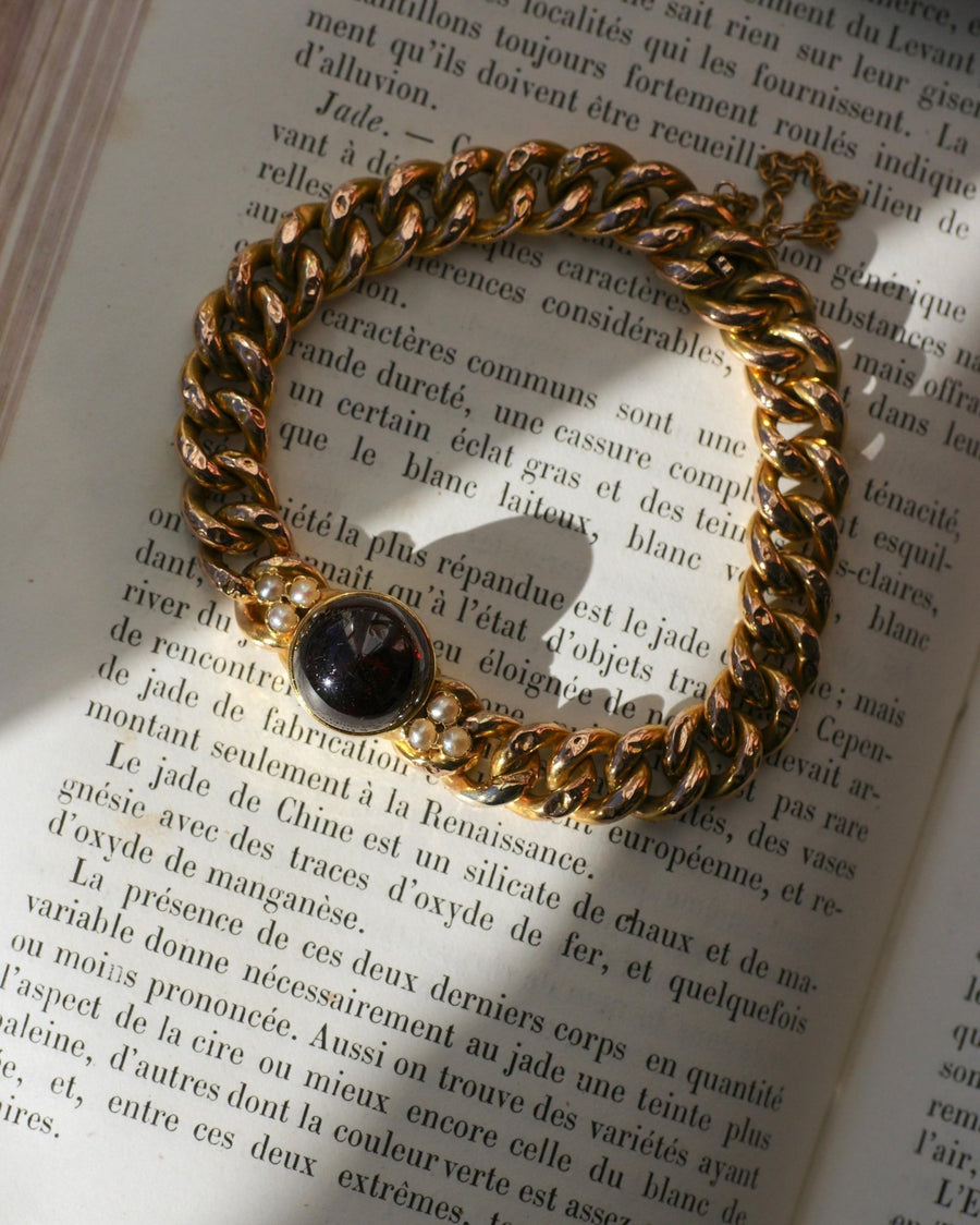 Antique Yellow Gold and Garnet Bracelet - Galerie Pénélope