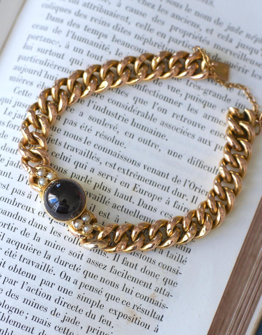 Antique Yellow Gold and Garnet Bracelet - Galerie Pénélope