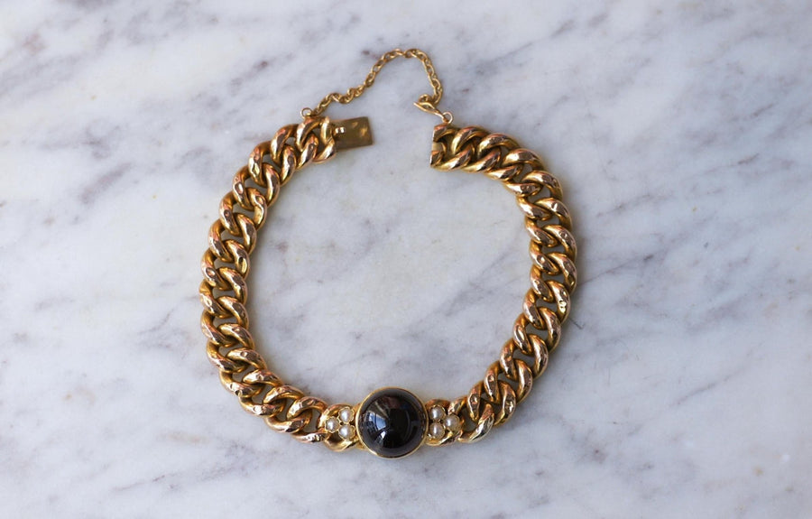 Antique Yellow Gold and Garnet Bracelet - Galerie Pénélope