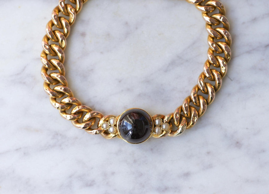 Antique Yellow Gold and Garnet Bracelet - Galerie Pénélope