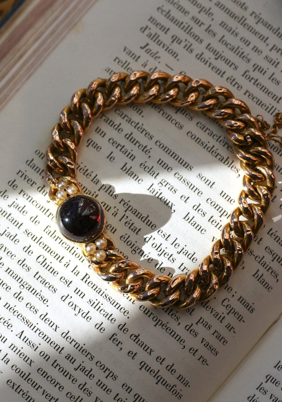 Antique Yellow Gold and Garnet Bracelet - Galerie Pénélope