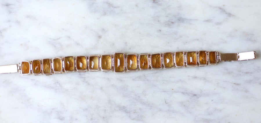 Retro Line Citrines on Rose Gold Bracelet - Galerie Pénélope