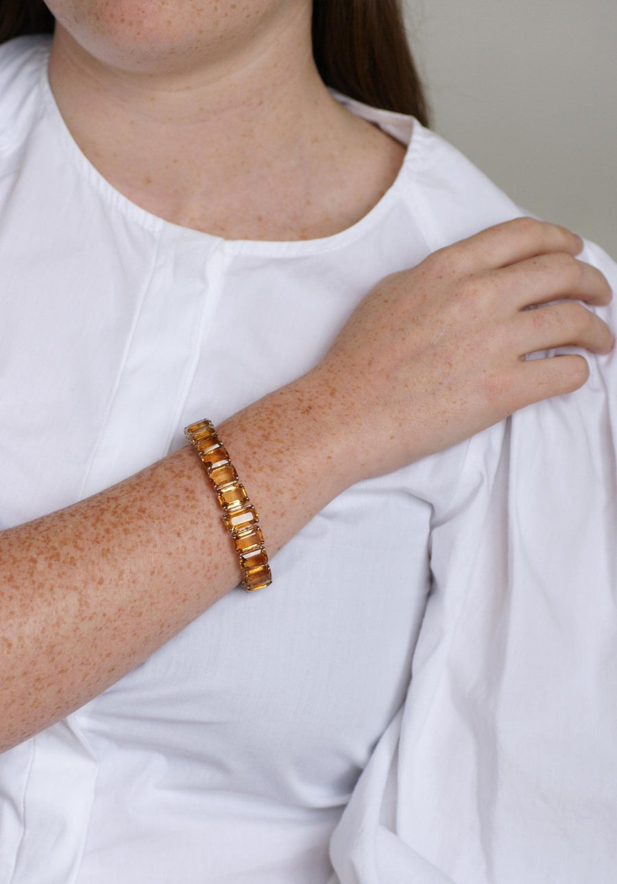 Retro Line Citrines on Rose Gold Bracelet - Galerie Pénélope