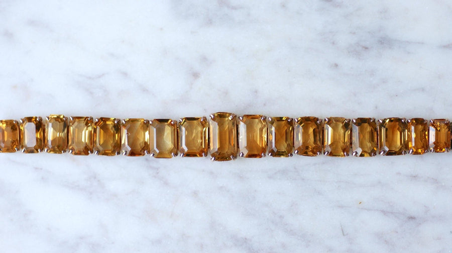 Retro Line Citrines on Rose Gold Bracelet - Galerie Pénélope
