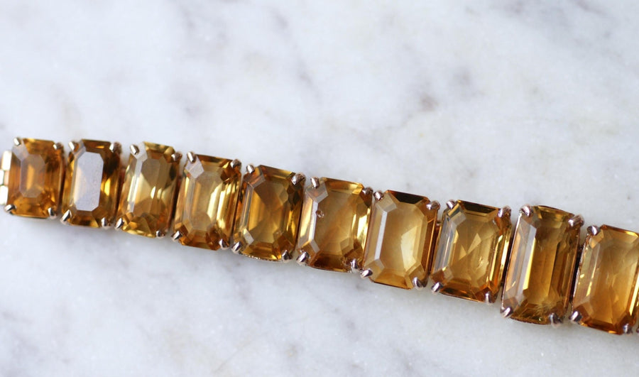 Retro Line Citrines on Rose Gold Bracelet - Galerie Pénélope