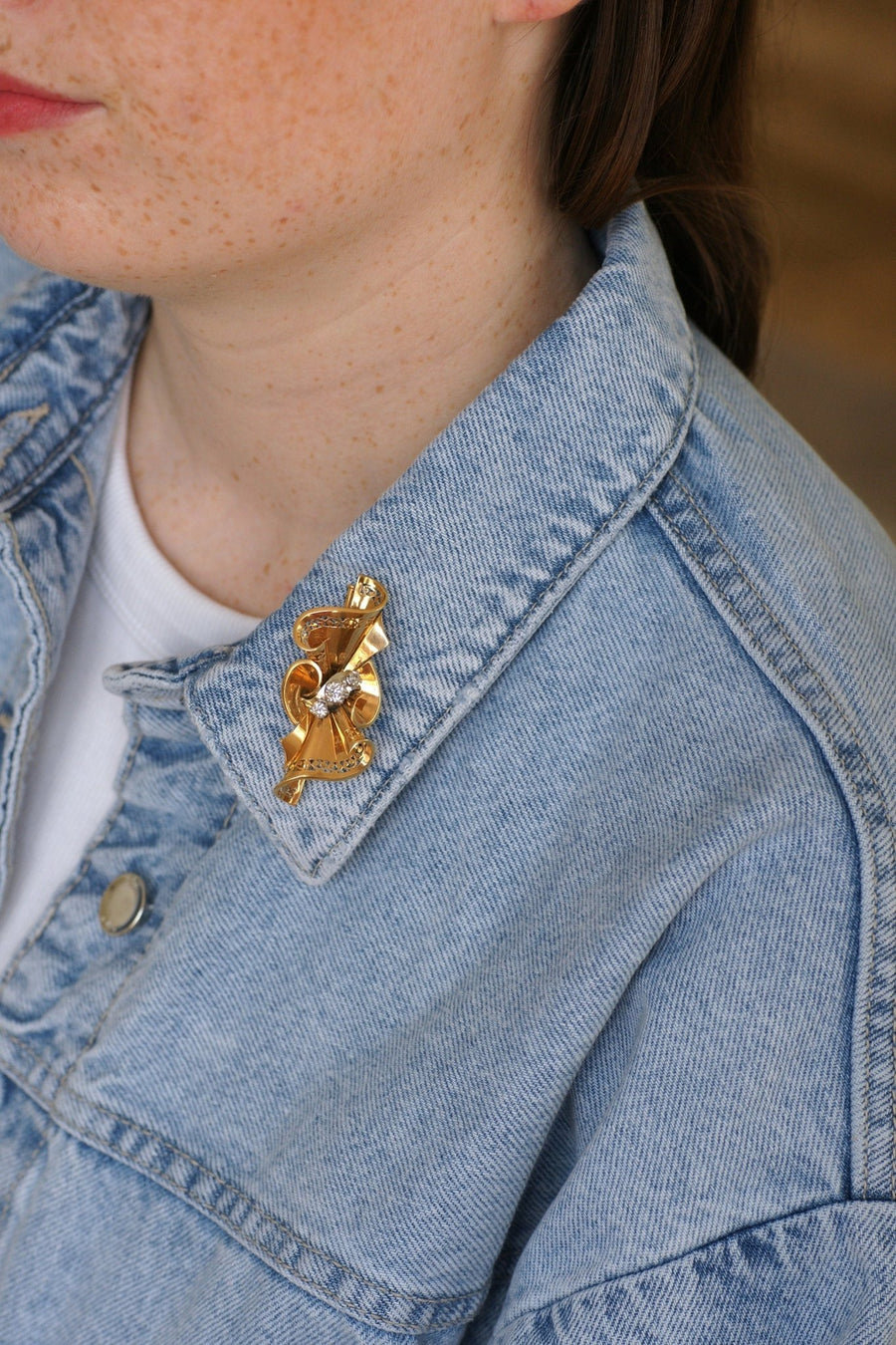 50's Diamond Knot Brooch Rose Gold - Galerie Pénélope