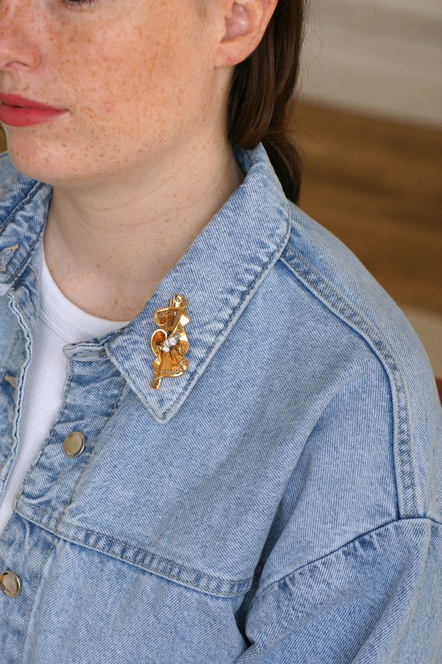 50's Diamond Knot Brooch Rose Gold - Galerie Pénélope