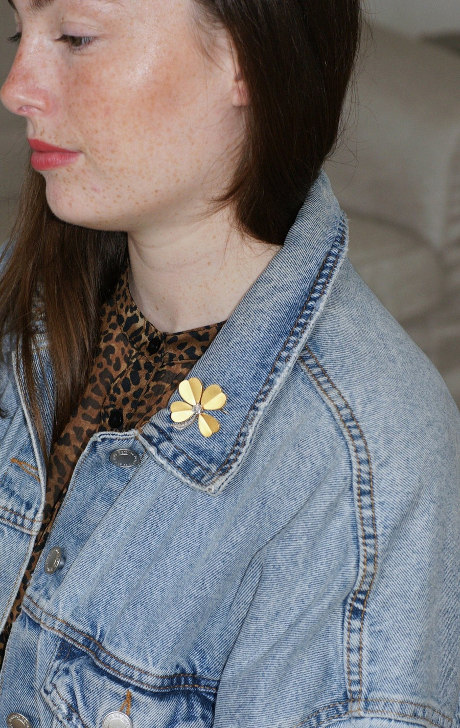 Clover Brooch Diamonds on Yellow Gold - Galerie Pénélope