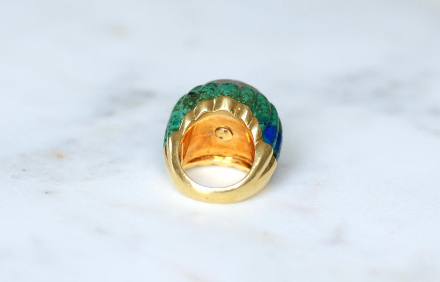 David Webb Ring Azurmalachite, Ruby, and Diamonds - Galerie Pénélope