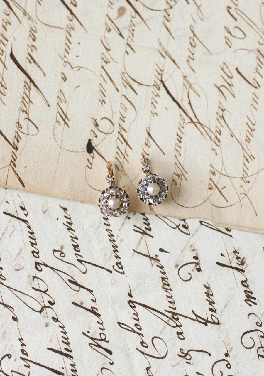 Antique Fine Pearls and Diamonds Sleepers - Galerie Pénélope