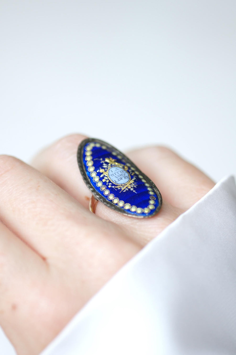 18th Century Sentimental Friendship Ring Gold and Silver Enamel