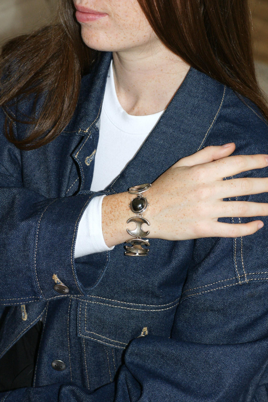 Henning Koppel for Georg Jansen Silver Bracelet Articulated Hematite Clasp