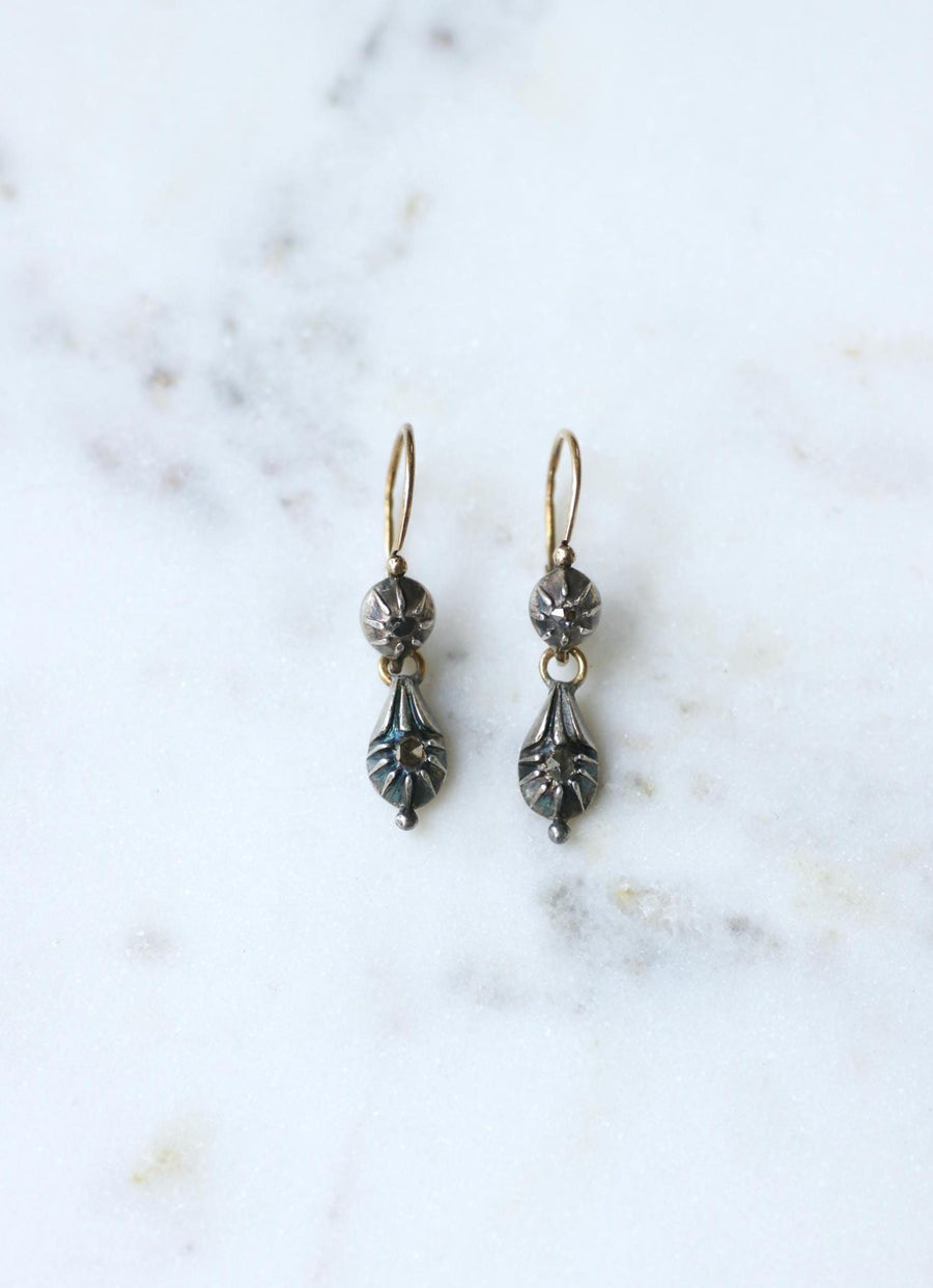 Antique Gold and Silver Diamond Dormeuse Earrings