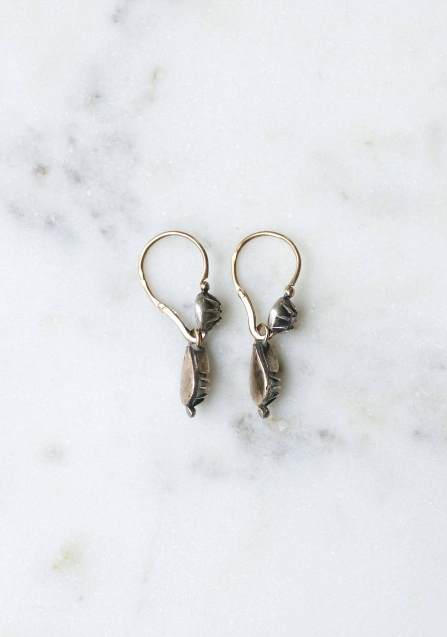 Antique Gold and Silver Diamond Dormeuse Earrings