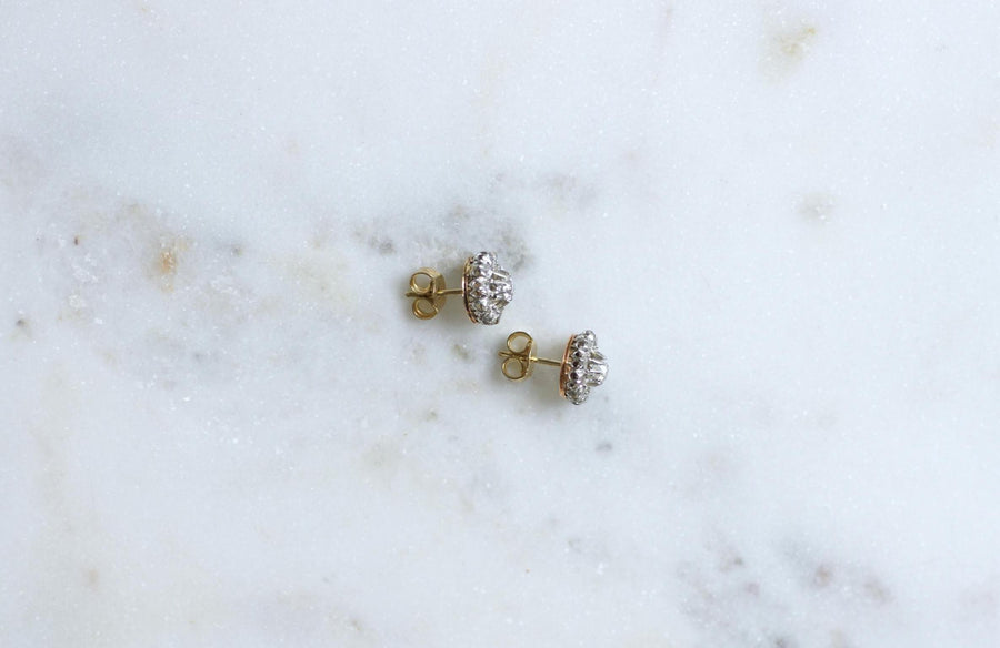 Marguerite Earrings Diamonds 0.70 Ct on Gold and Platinum