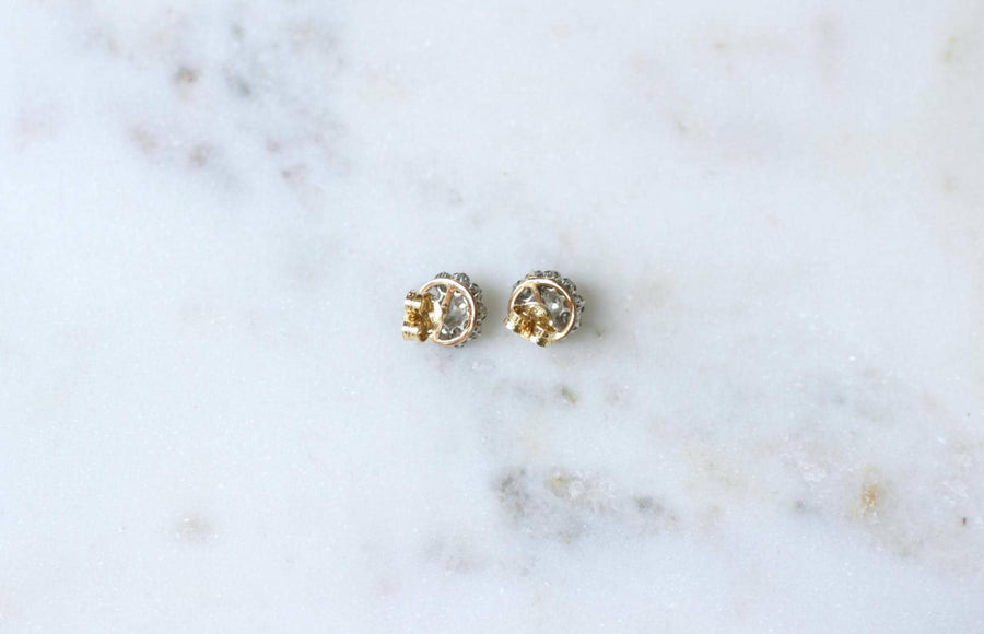 Marguerite Earrings Diamonds 0.70 Ct on Gold and Platinum