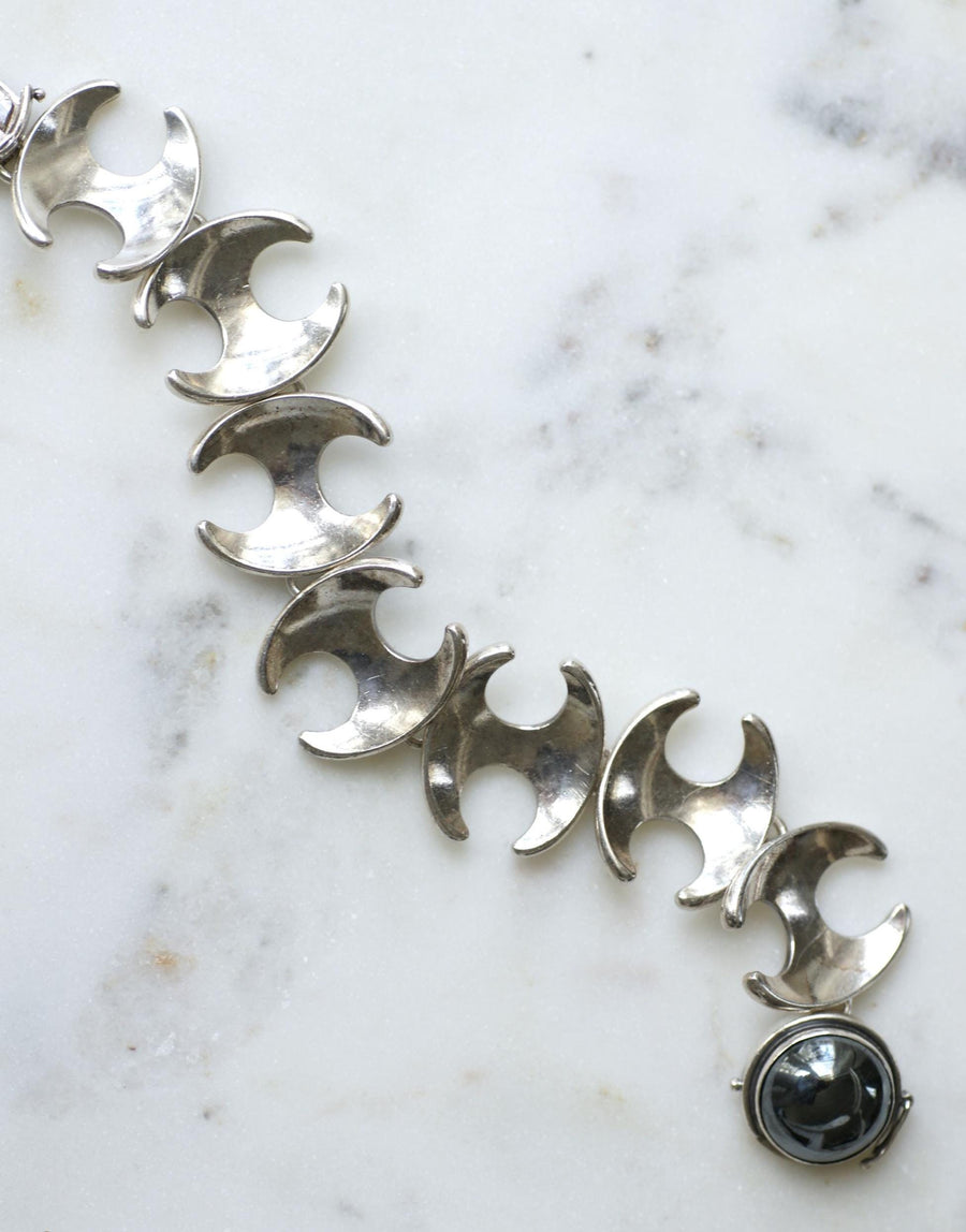Henning Koppel for Georg Jansen Silver Bracelet Articulated Hematite Clasp