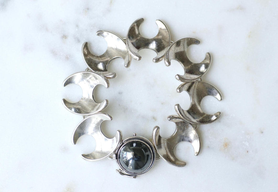 Henning Koppel for Georg Jansen Silver Bracelet Articulated Hematite Clasp