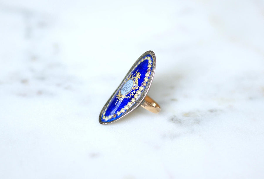 18th Century Sentimental Friendship Ring Gold and Silver Enamel