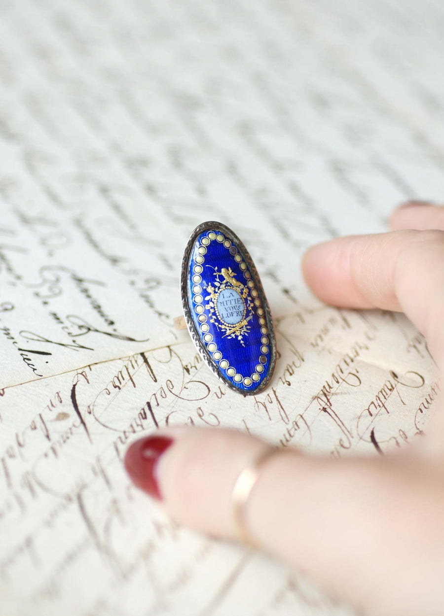 18th Century Sentimental Friendship Ring Gold and Silver Enamel