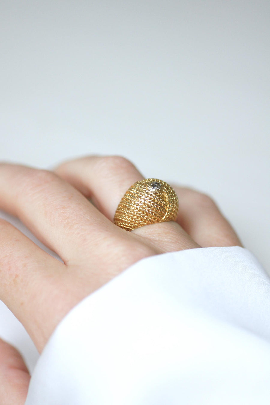 Boule Diamond Ring on Braided Gold