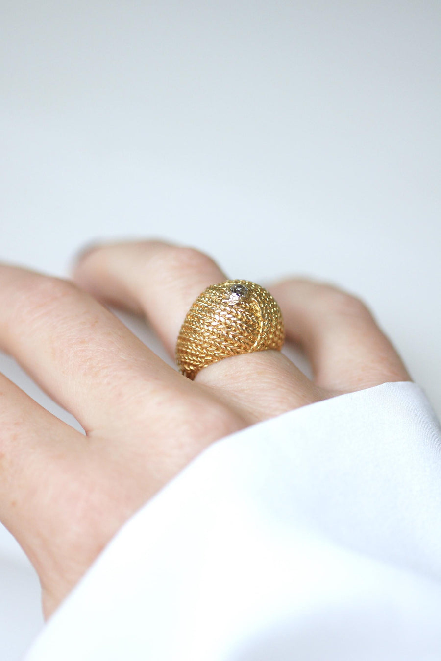 Boule Diamond Ring on Braided Gold