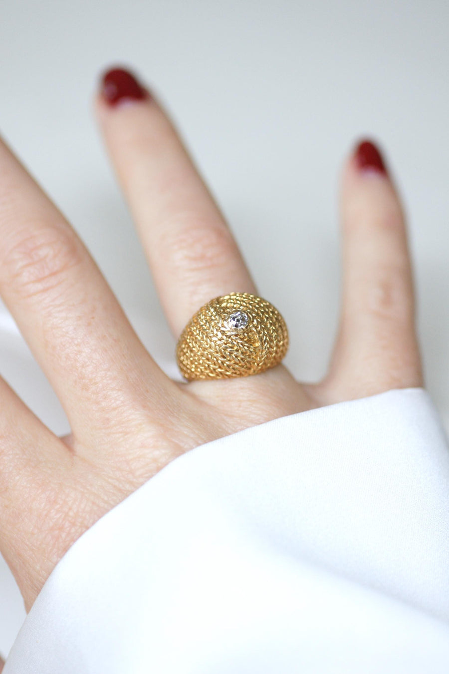 Boule Diamond Ring on Braided Gold